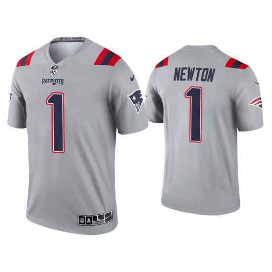 Men New England Patriots 1 Cam Newton Nike Grey Inverted Legend NFL Jersey